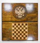 Нарды "Герб РФ" 60х60 прямые гладкие, резной центр, Ереван